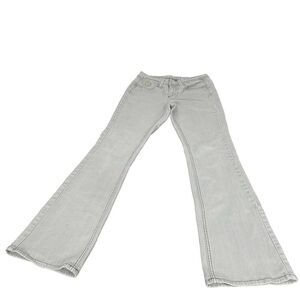 Dereon SZ 7/8 Light‎ Gray Studded & Embroidered Fleur De Lis Boot-Cut Jeans Used
